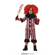 Op deze afbeelding zie je een Kostuums, van het merk Guirca. Rood Wit Gestreepte Horror Clown Kind Kostuum