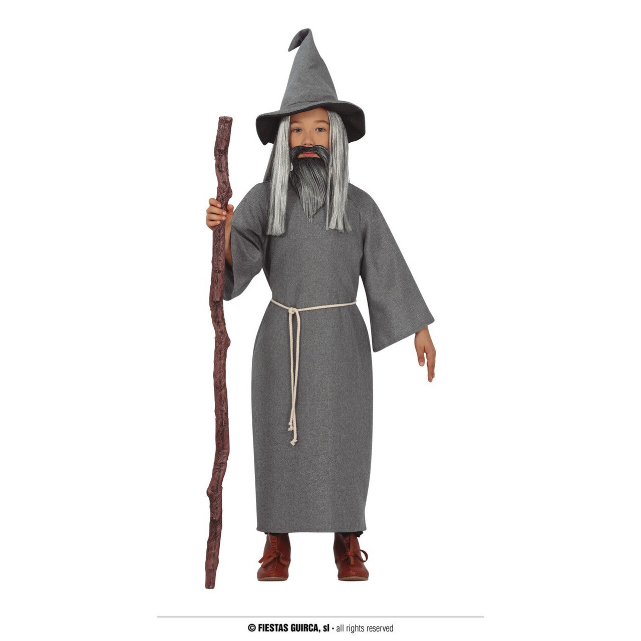 Op deze afbeelding zie je een Kostuums, van het merk Guirca. Grijze Goedwillende Magier Istar Kind Kostuum