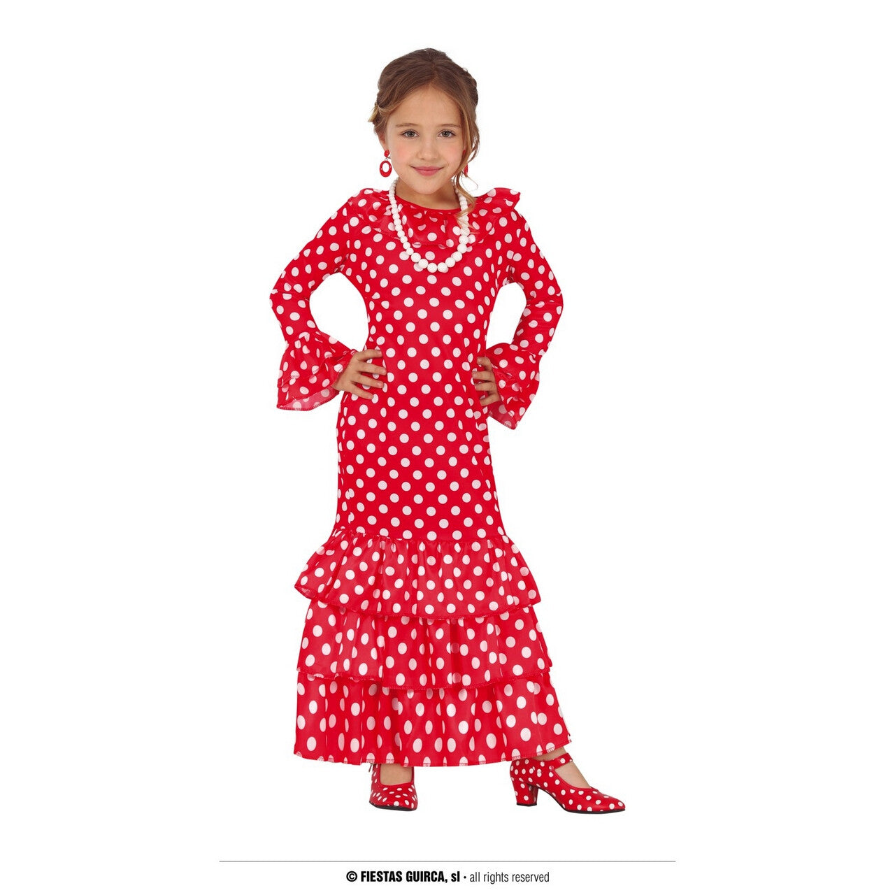 Op deze afbeelding zie je een Kostuums, van het merk Guirca. Spaanse Flamenco Danseres Maya Meisje Kostuum