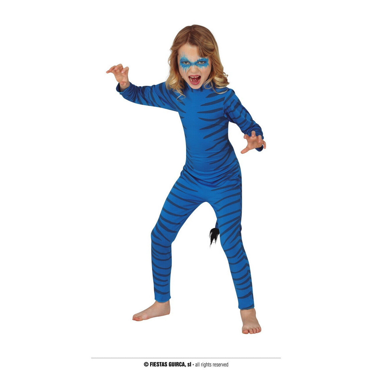 Op deze afbeelding zie je een Kostuums, van het merk Guirca. Blauwe Avatar Neytiri Meisje Kostuum