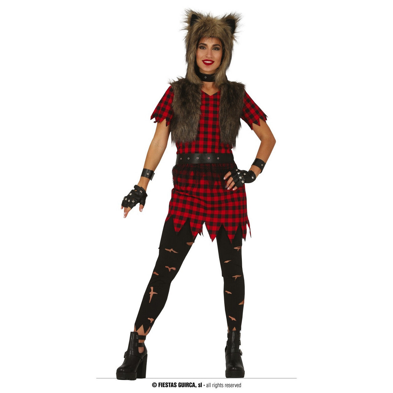 Op deze afbeelding zie je een Kostuums, van het merk Guirca. Rebelse Punk Wolf Vrouw Kostuum
