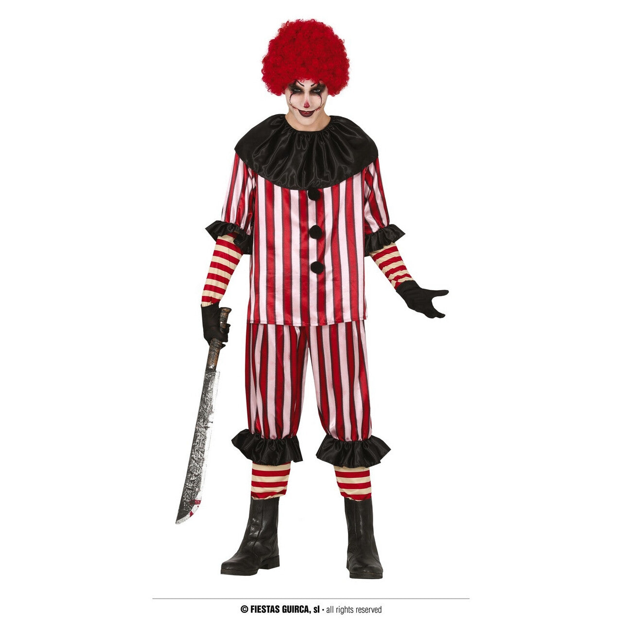 Op deze afbeelding zie je een Kostuums, van het merk Guirca. Duivelse Clown Zoekt Naar Publiek Man Kostuum