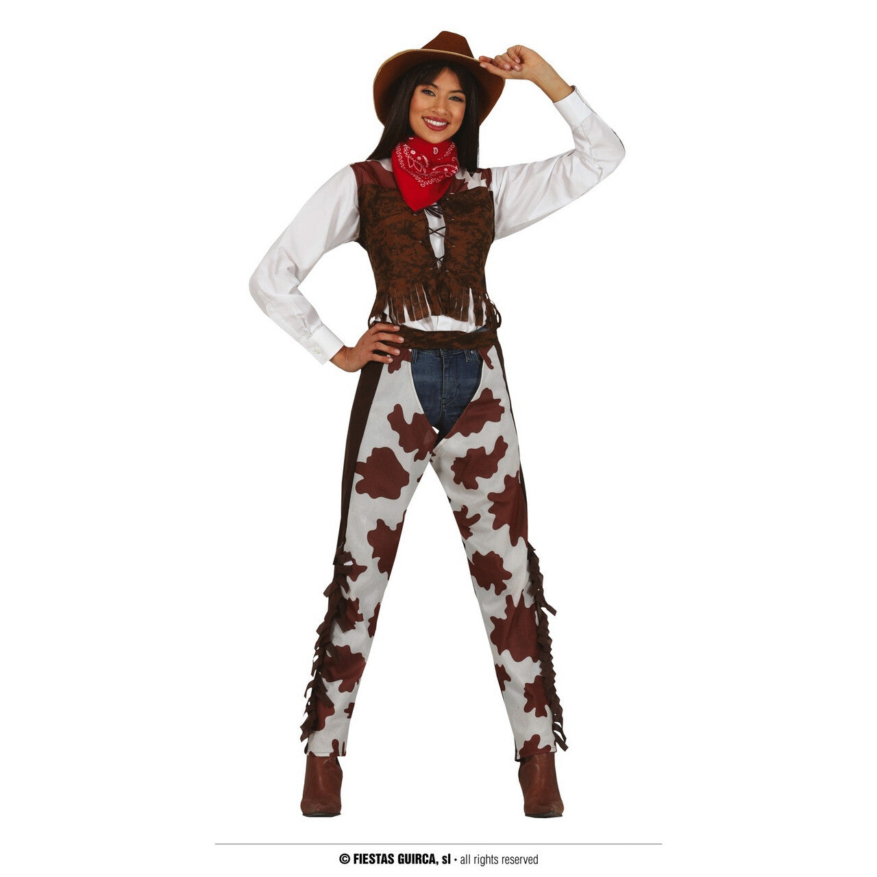 Op deze afbeelding zie je een Kostuums, van het merk Guirca. Dappere Weergaloze Cowgirl Schiet Ze Raak Vrouw Kostuum