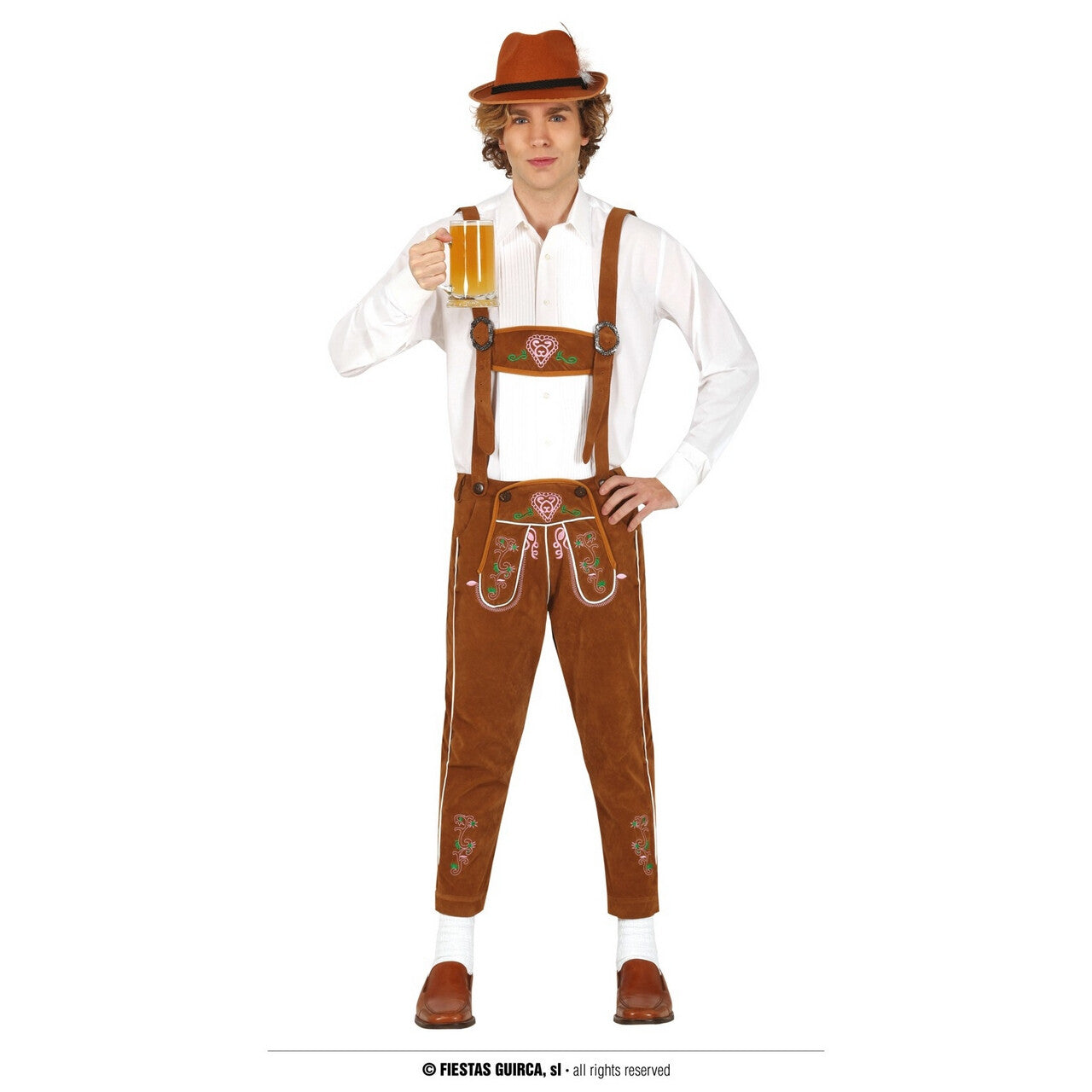 Op deze afbeelding zie je een Kostuums, van het merk Guirca. Bruine Lederhosen Drinken In Stijl Man