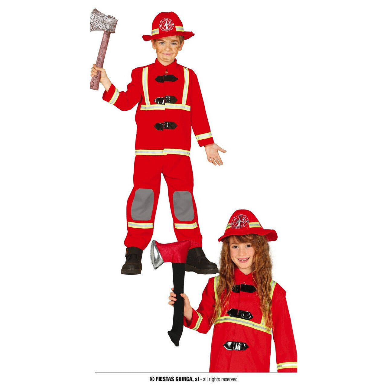 Op deze afbeelding zie je een Kostuums, van het merk Guirca. Brandweerman Nee Tegen Vlammenzee Kind Kostuum