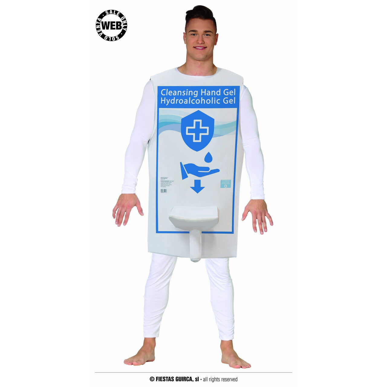 Op deze afbeelding zie je een Kostuums, van het merk Guirca. Was Je Handen Stuk Aan Mij Virus Handgel Kostuum