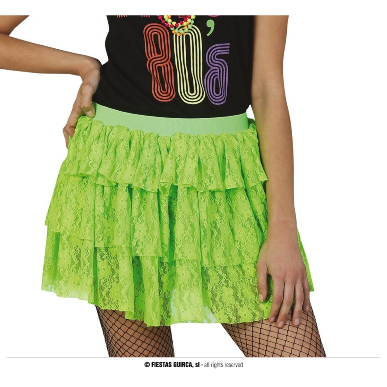 Op deze afbeelding zie je een Kostuums, van het merk Guirca. 80s Kanten Rok Neon Groen Vrouw