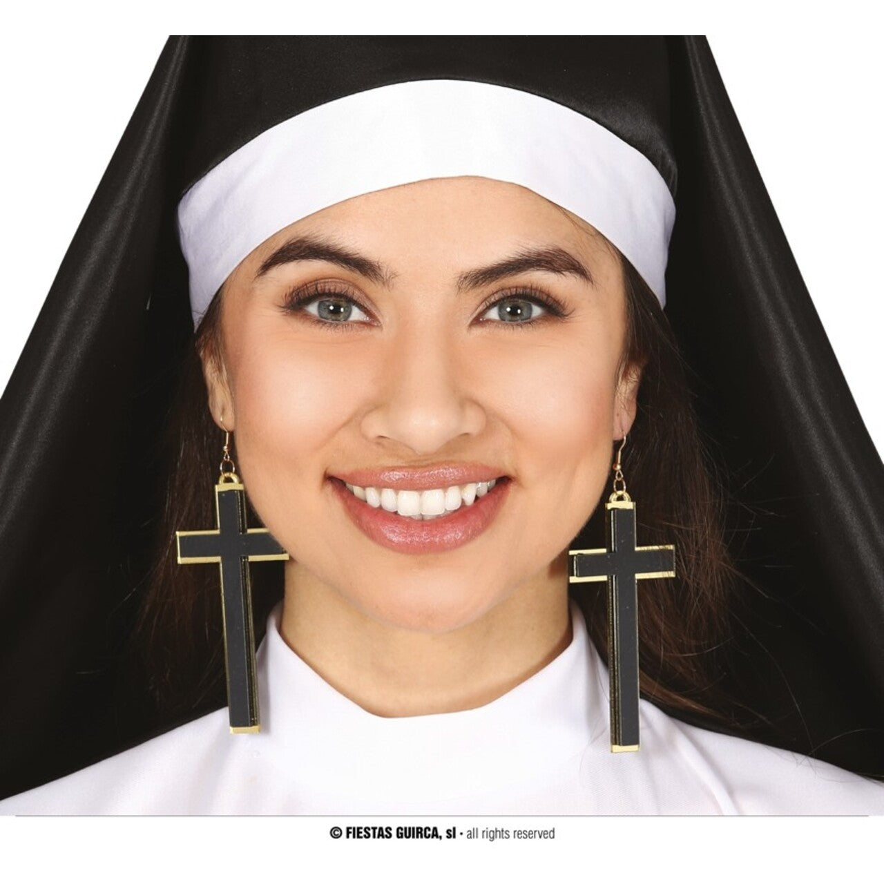 Op deze afbeelding zie je een Accessoires, van het merk Guirca. Kruis Oorbellen 9 Cm