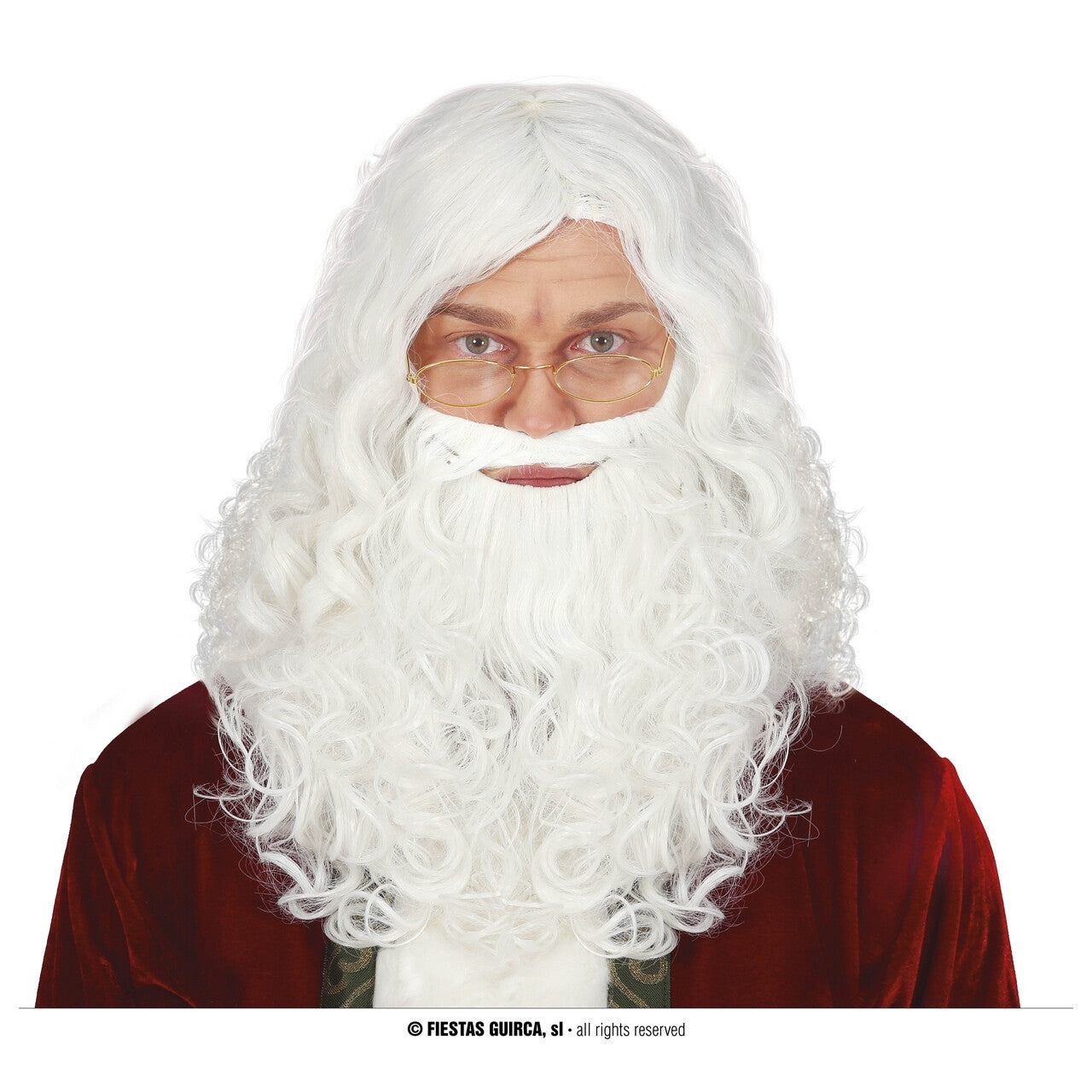 Op deze afbeelding zie je een Accessoires, van het merk Guirca. Basic Witte Pruik Met Grote Baard Kerstman Sinterklaas