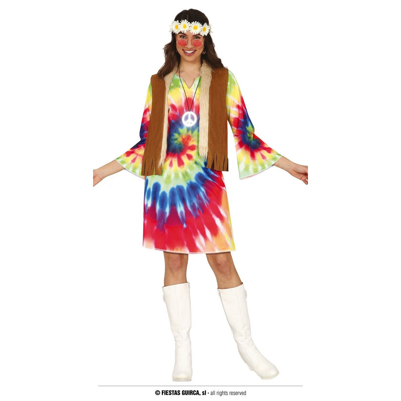 Op deze afbeelding zie je een Kostuums, van het merk Guirca. Tie Dye Festival Jurk Hippie Vrouw