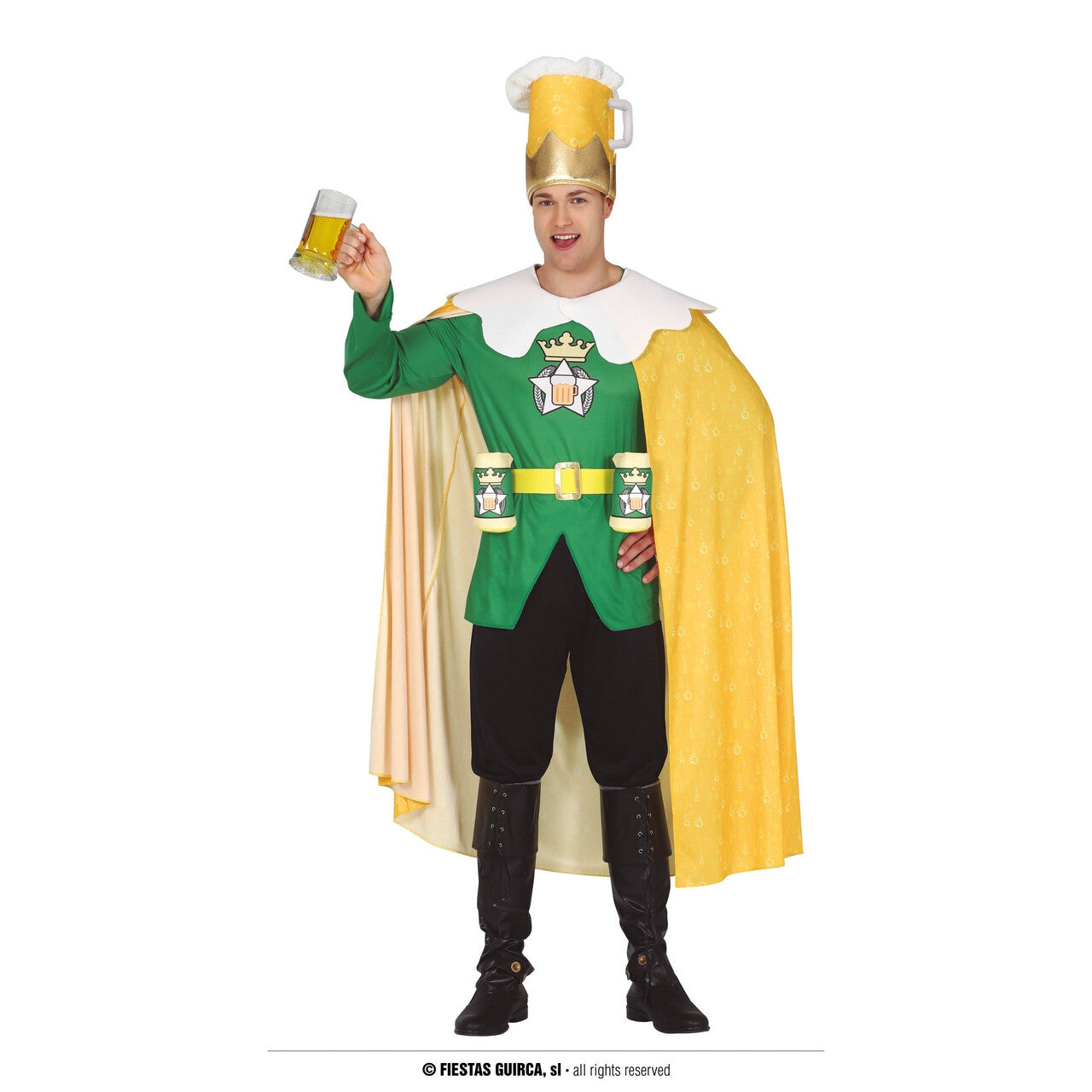 Op deze afbeelding zie je een Kostuums, van het merk Guirca. Bierkoning Nelis Van Pils Man Kostuum