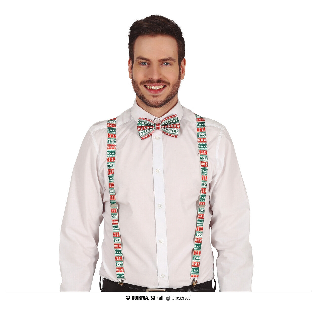 Op deze afbeelding zie je een Accessoires, van het merk Guirma. Kerst Xmas Wit Rood Groen Bretels