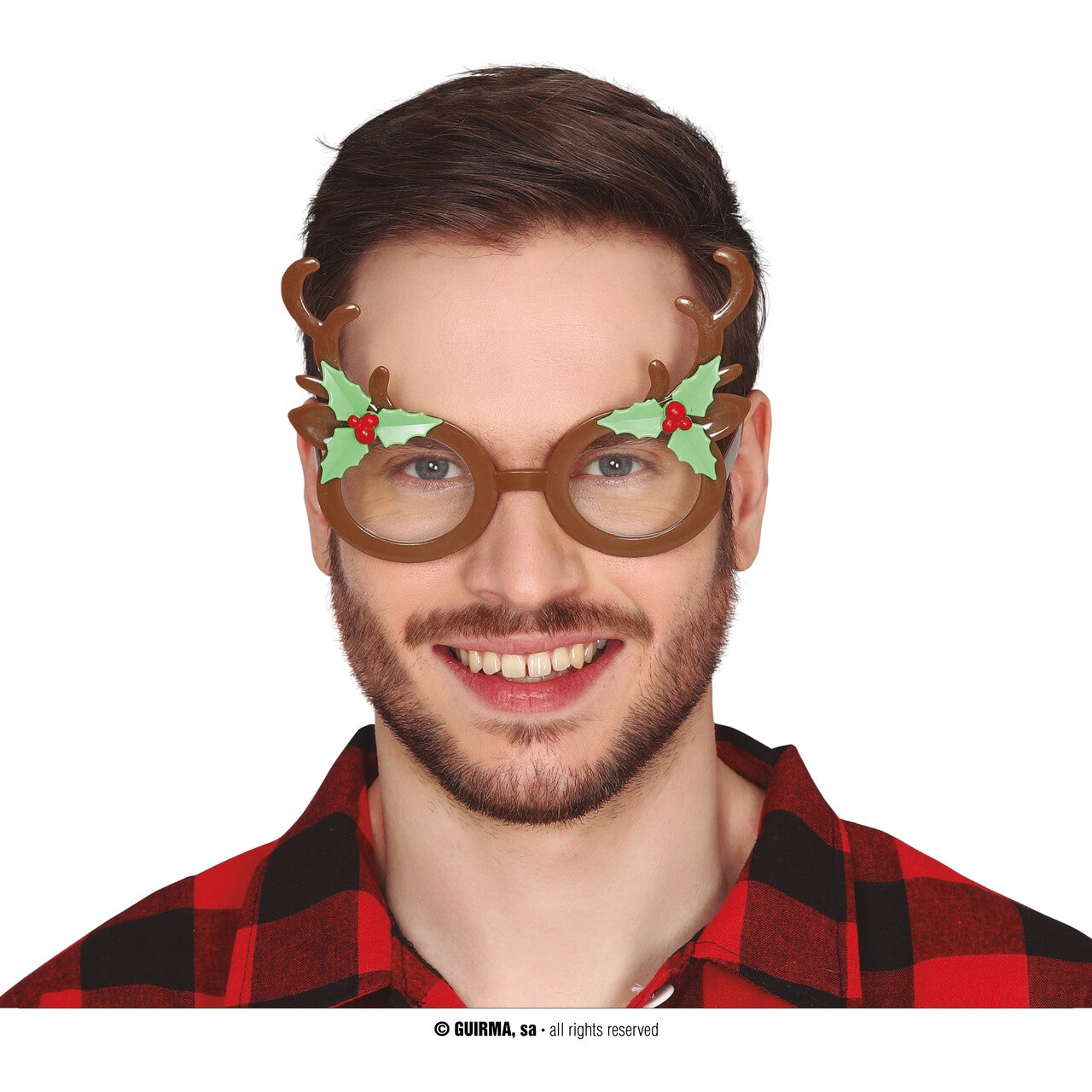 Op deze afbeelding zie je een Accessoires, van het merk Guirma. Rendier Met Hulst Kerst Bril