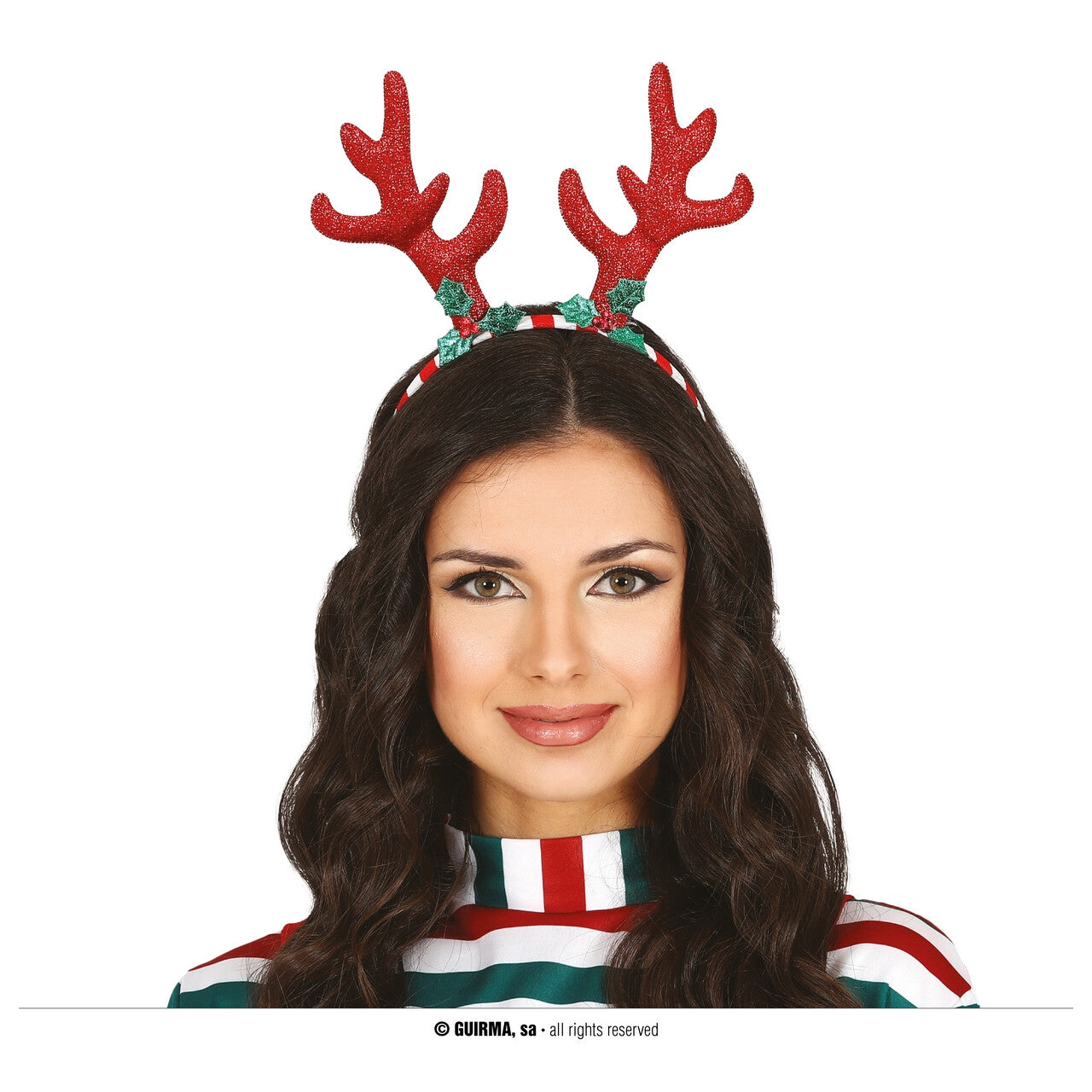 Op deze afbeelding zie je een Accessoires, van het merk Guirma. Rood Rendier Glitter Gewei Kerst Hoofdband