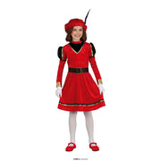 Op deze afbeelding zie je een Kostuums, van het merk Guirma. Rode Kleine Hoofd Piet Fleur Meisje Kostuum