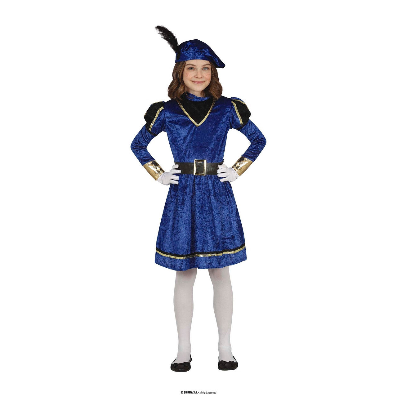Op deze afbeelding zie je een Kostuums, van het merk Guirma. Blauwe Schattige Hulp Piet Helga Meisje Kostuum