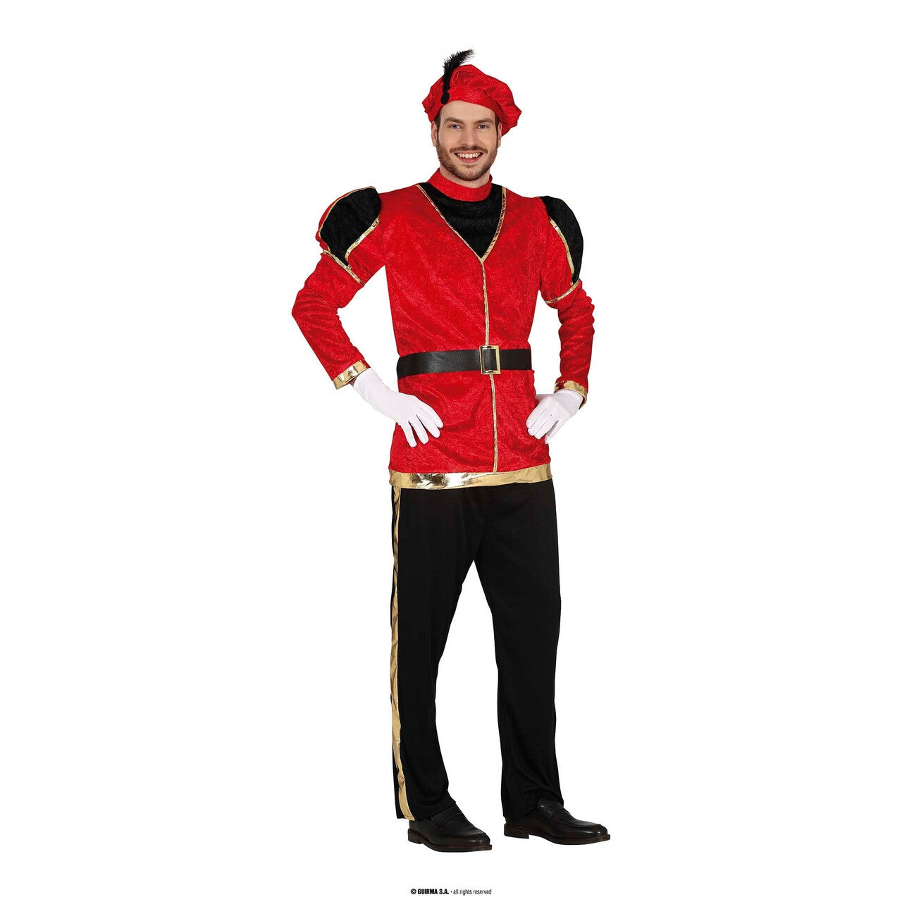 Op deze afbeelding zie je een Kostuums, van het merk Guirma. Middeleeuwse Hoofd Piet Man Kostuum