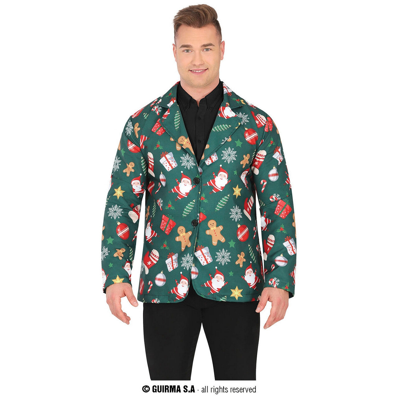 Op deze afbeelding zie je een Kostuums, van het merk Guirma. Gezellige Nette Groene Kerst Jas Man