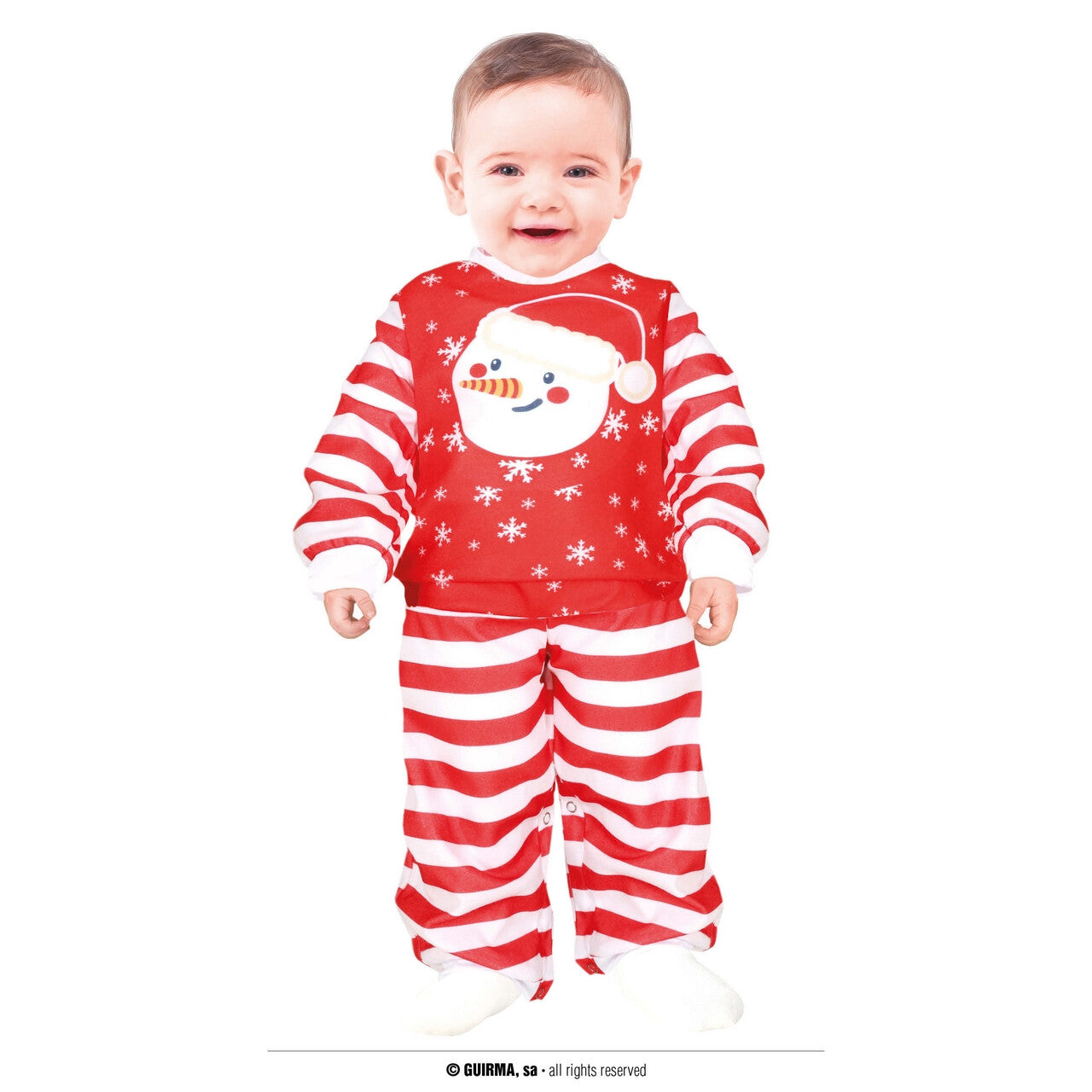 Op deze afbeelding zie je een Kostuums, van het merk Guirma. Rood Wit Gestreepte Jumpsuit Santa Baby Kind Kostuum
