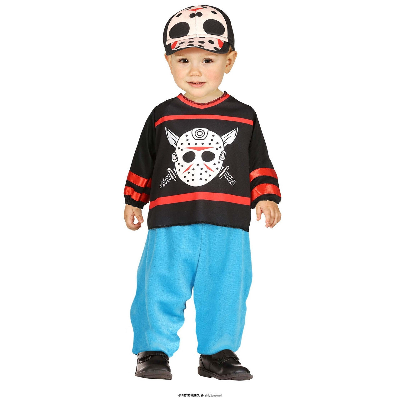 Op deze afbeelding zie je een Kostuums, van het merk Guirca. Lil Jason IJshockey Fan Kind Kostuum