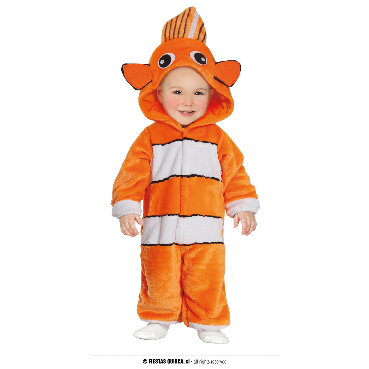 Op deze afbeelding zie je een Kostuums, van het merk Guirca. Grappige Clown Vis Kind Kostuum