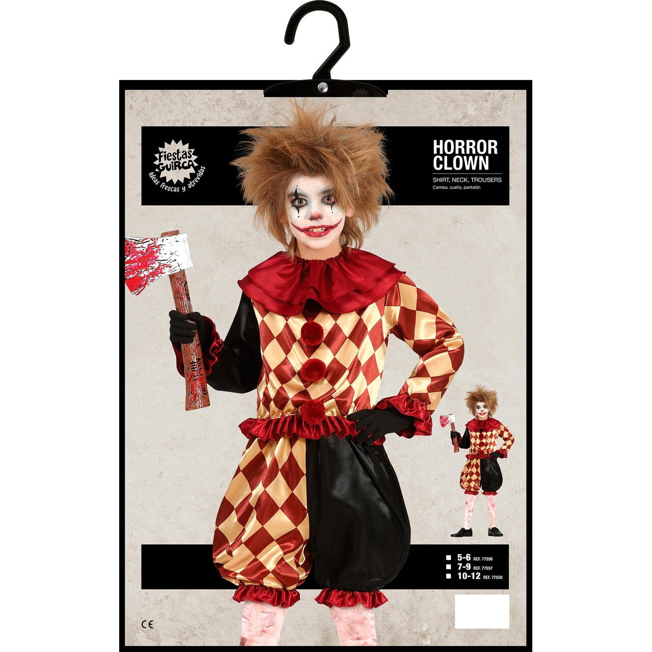 Op deze afbeelding zie je een Kostuums, van het merk Guirca. Meest Griezelige Gekke Clown Kind Kostuum