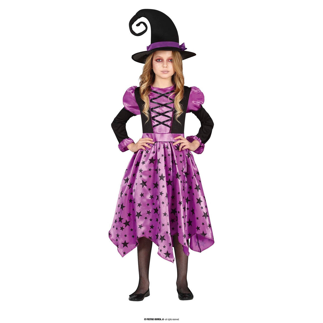 Op deze afbeelding zie je een Kostuums, van het merk Guirca. Heksje Sterre Purple Meisje Kostuum