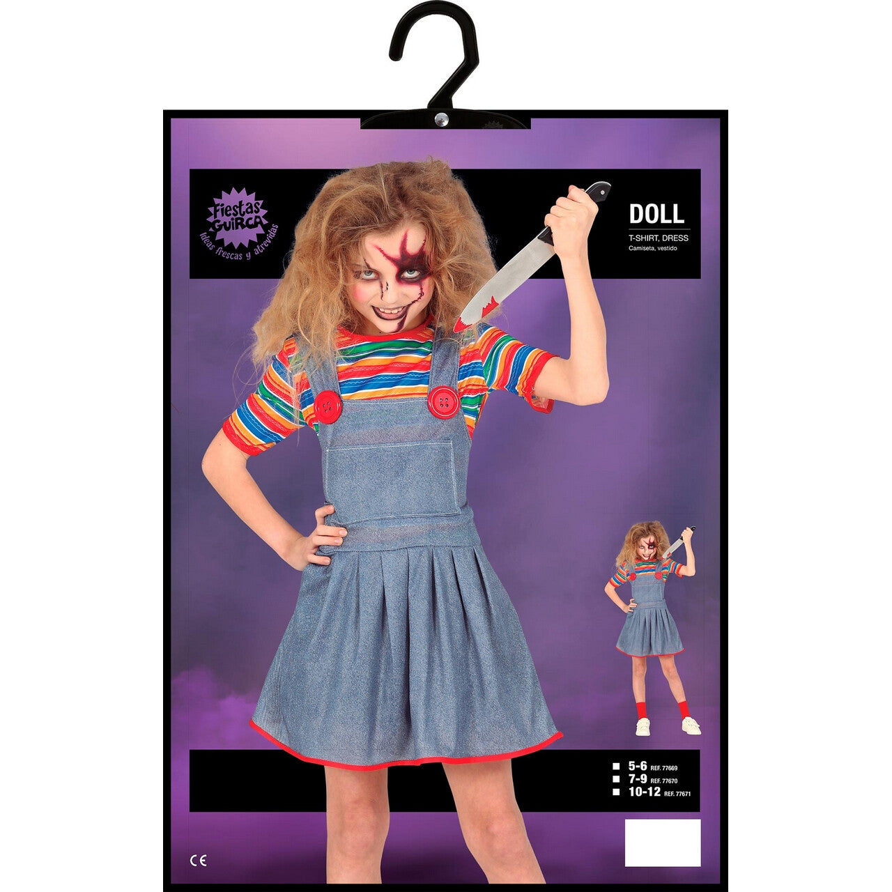 Op deze afbeelding zie je een Kostuums, van het merk Guirca. Valse Pop Chucky Meisje Kostuum