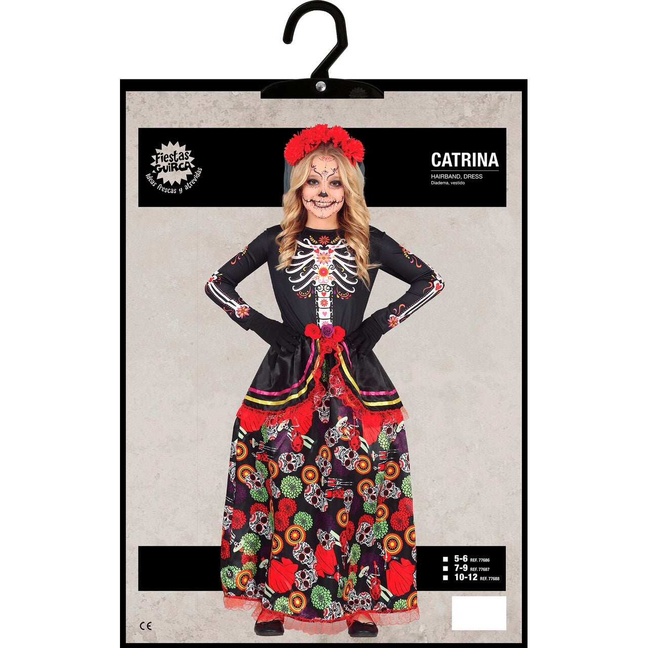 Op deze afbeelding zie je een Kostuums, van het merk Guirca. Dansen Met De Skulls Meisje Kostuum