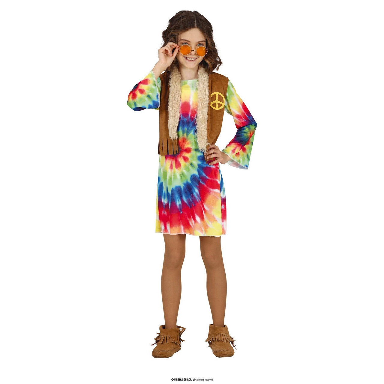 Op deze afbeelding zie je een Kostuums, van het merk Guirca. Kleurige Hippie Hilaria Meisje Kostuum