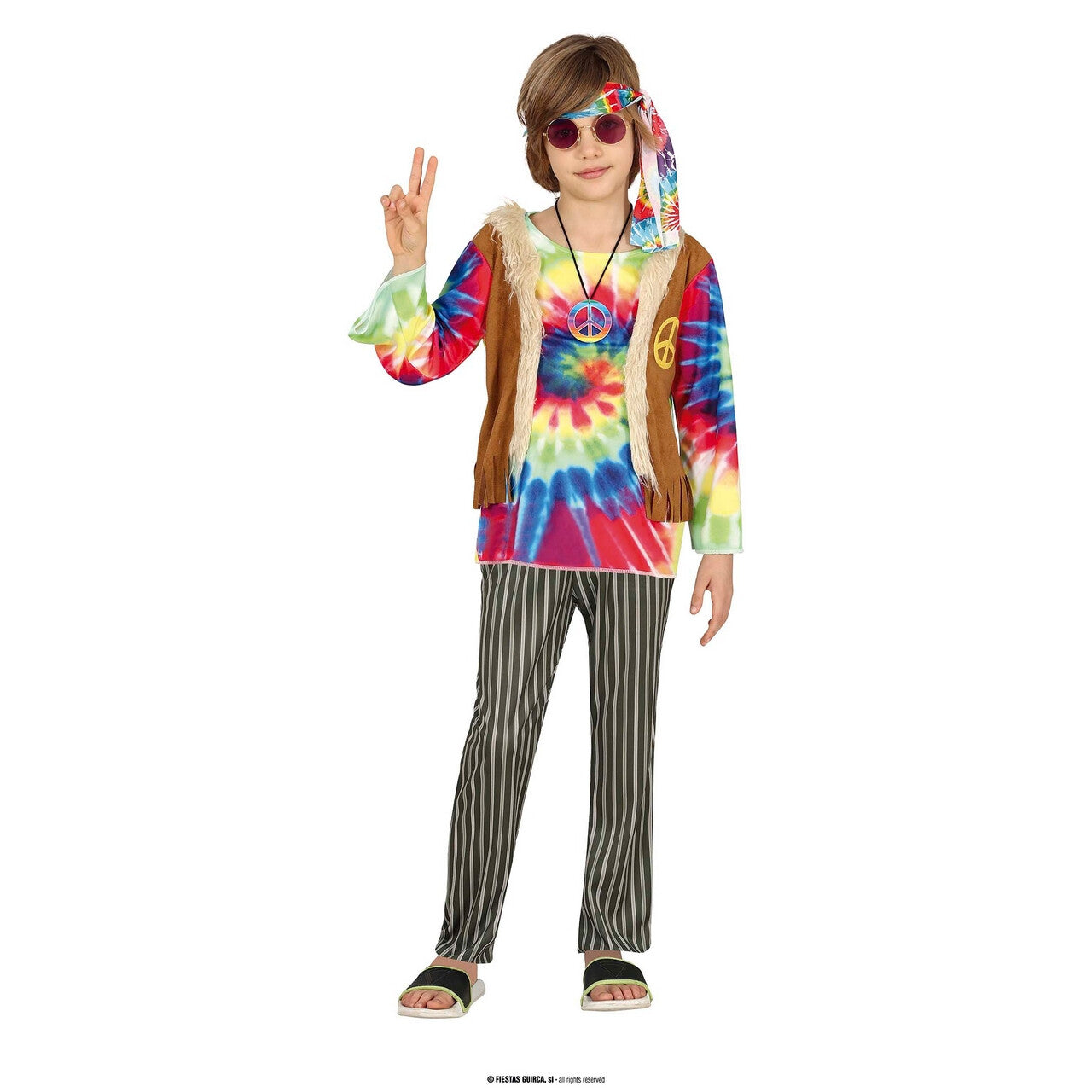Op deze afbeelding zie je een Kostuums, van het merk Guirca. Vrede Op Aarde Hippie Jongen Kostuum