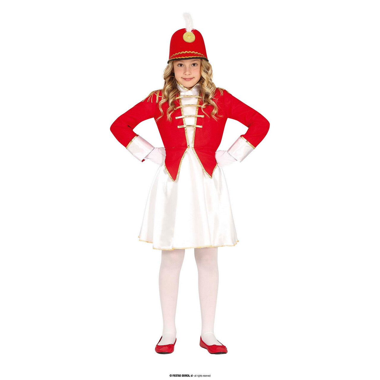 Op deze afbeelding zie je een Kostuums, van het merk Guirca. Fanfare Majorette Tamboer Maitre Meisje Kostuum