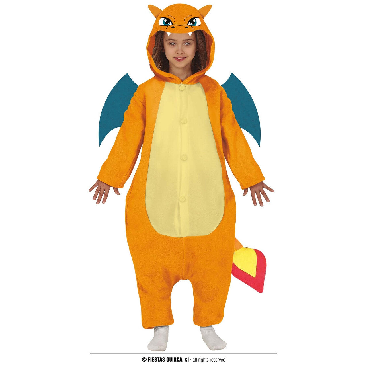 Op deze afbeelding zie je een Kostuums, van het merk Guirca. Evolutie Vuurdraak Charizard Kind Kostuum