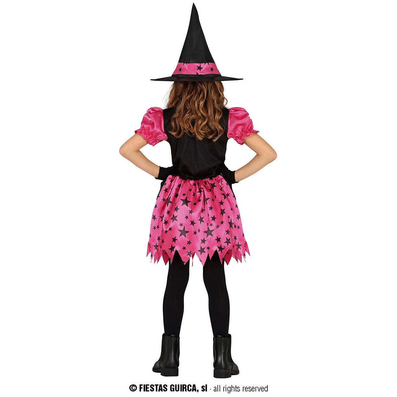 Op deze afbeelding zie je een Kostuums, van het merk Guirca. Roze Star Witch Rockadelia Meisje Kostuum