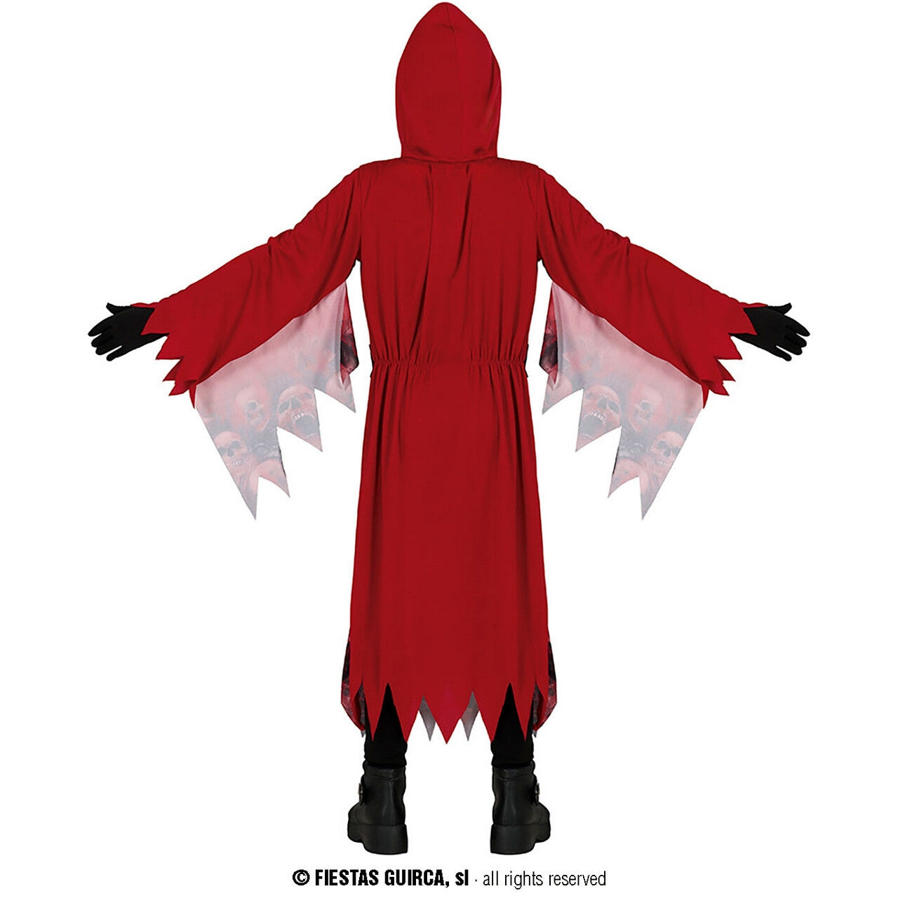 Op deze afbeelding zie je een Kostuums, van het merk Guirca. Huilende Schedels Grim Reaper Rood Kind Kostuum