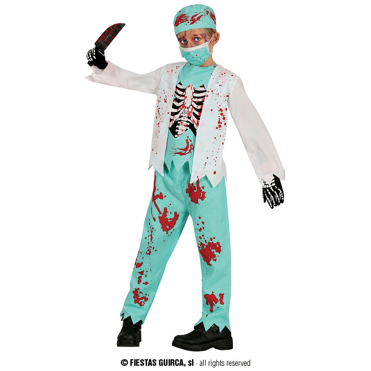 Op deze afbeelding zie je een Kostuums, van het merk Guirca. Dol Op Bloed Zombie Chirurg Kind Kostuum