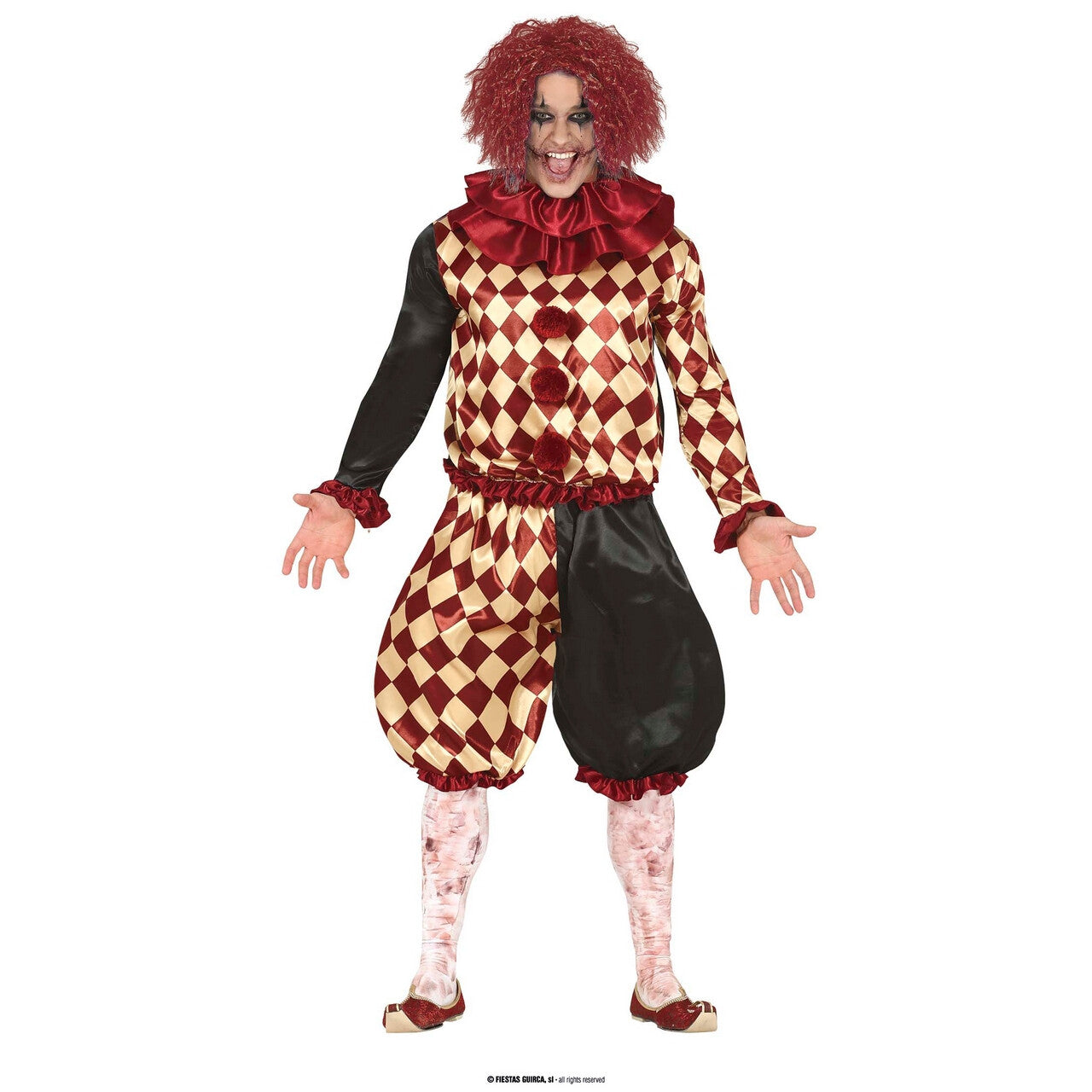 Op deze afbeelding zie je een Kostuums, van het merk Guirca. Niet Zo Lollige Clown Man Kostuum