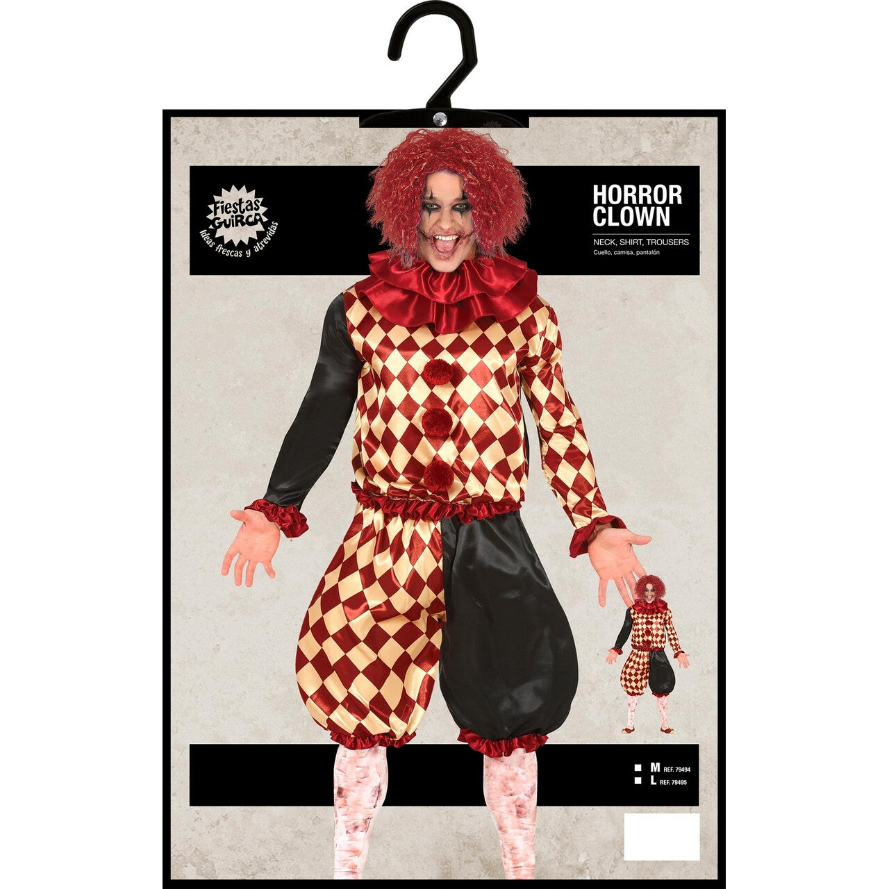 Op deze afbeelding zie je een Kostuums, van het merk Guirca. Niet Zo Lollige Clown Man Kostuum