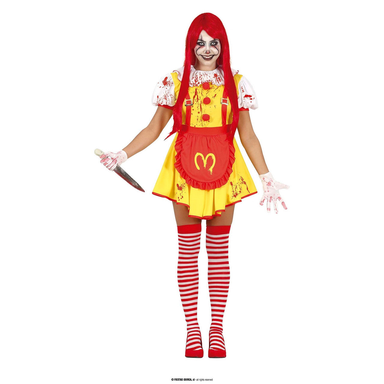 Op deze afbeelding zie je een Kostuums, van het merk Guirca. Fast Mckiller Clown Vrouw Kostuum
