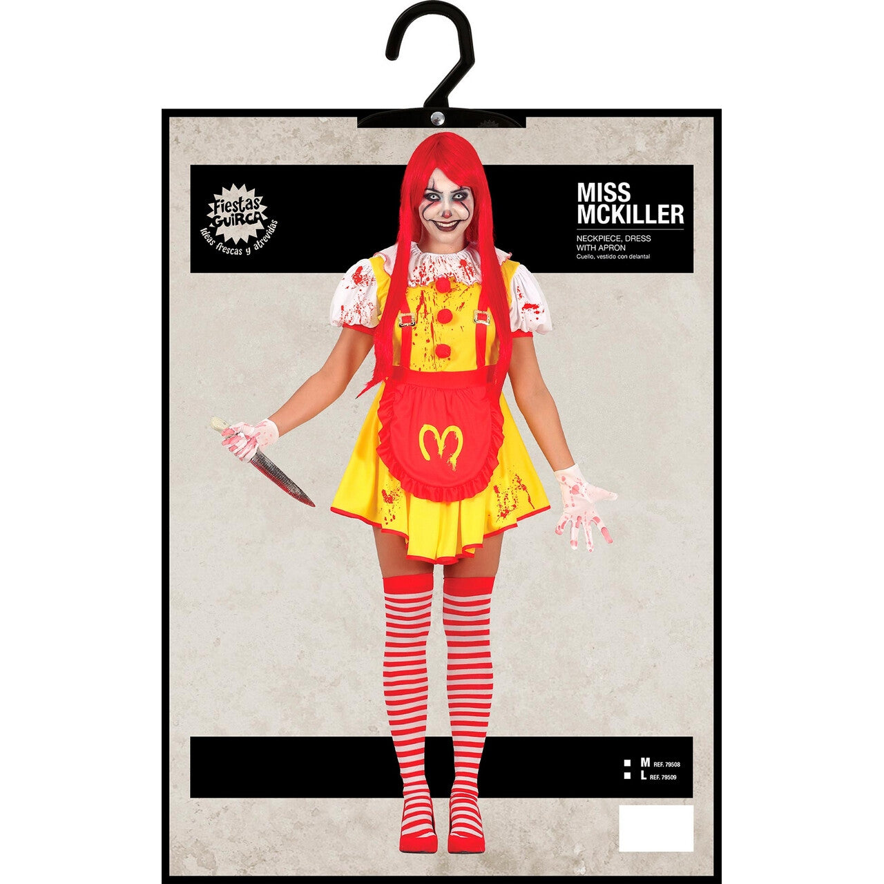 Op deze afbeelding zie je een Kostuums, van het merk Guirca. Fast Mckiller Clown Vrouw Kostuum
