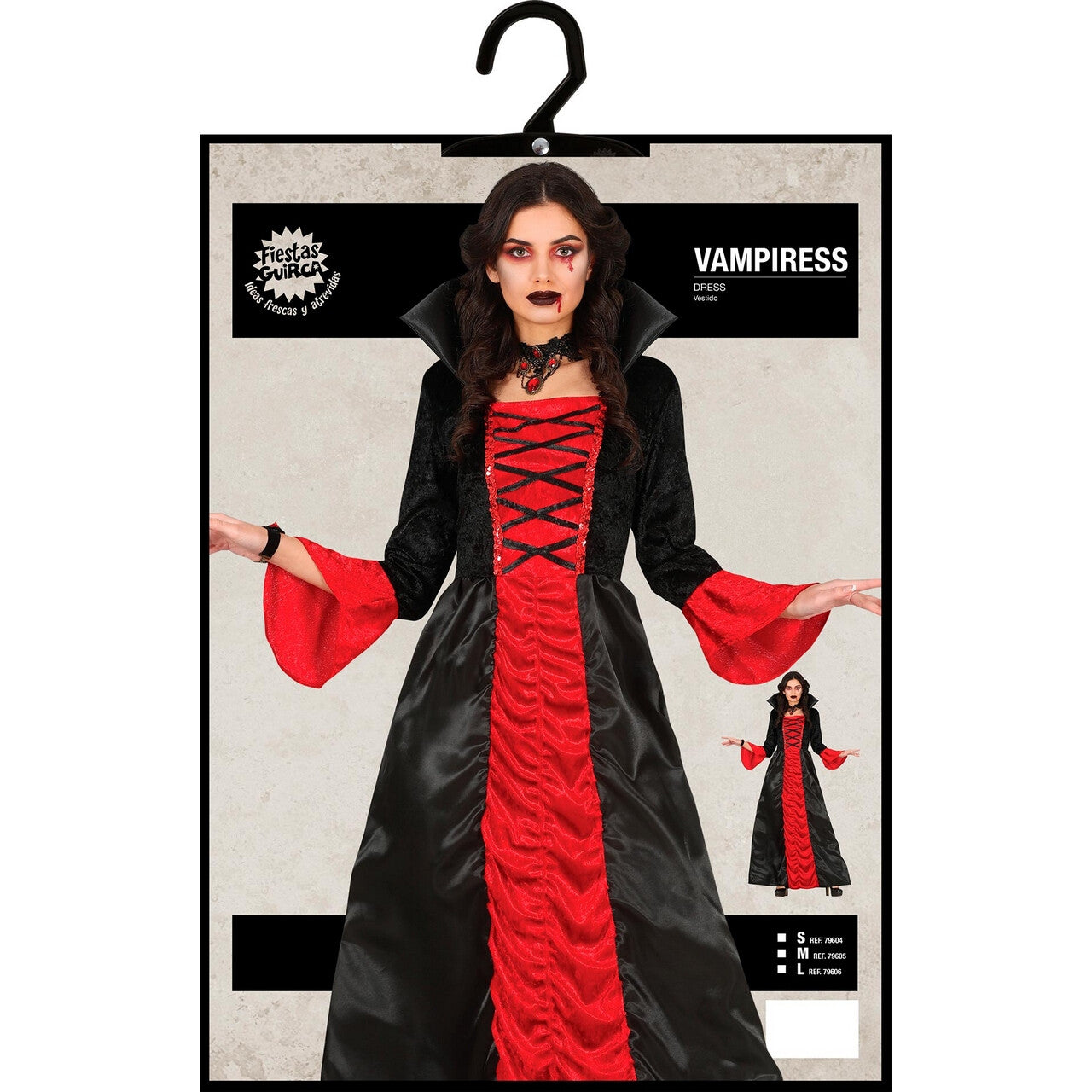 Op deze afbeelding zie je een Kostuums, van het merk Guirca. Hertogin Van Bloody Batcastle Vrouw Kostuum