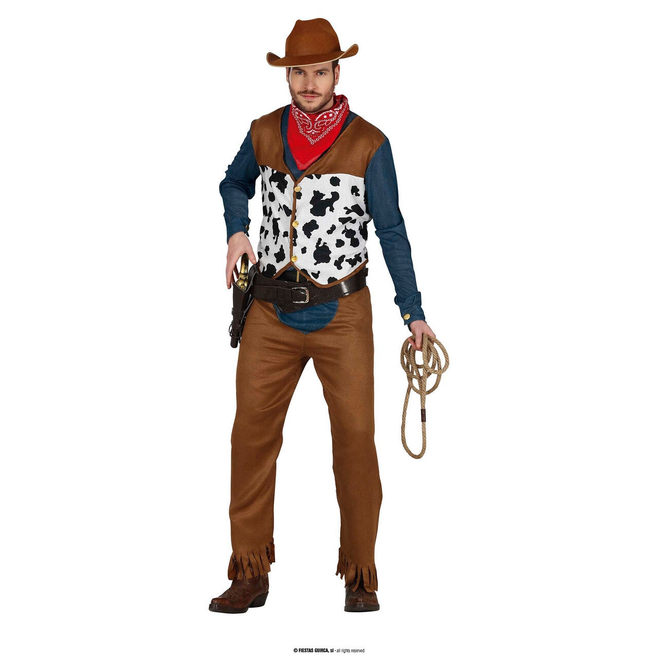 Op deze afbeelding zie je een Kostuums, van het merk Guirca. Cowboy Billy Cowlove Man Kostuum