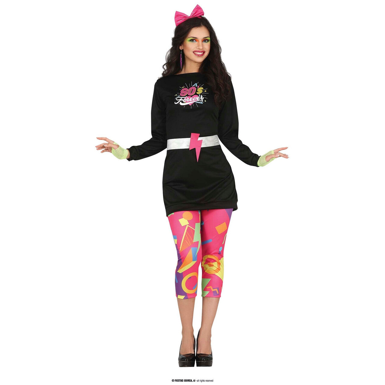 Op deze afbeelding zie je een Kostuums, van het merk Guirca. 80s Forever Party Vrouw Kostuum