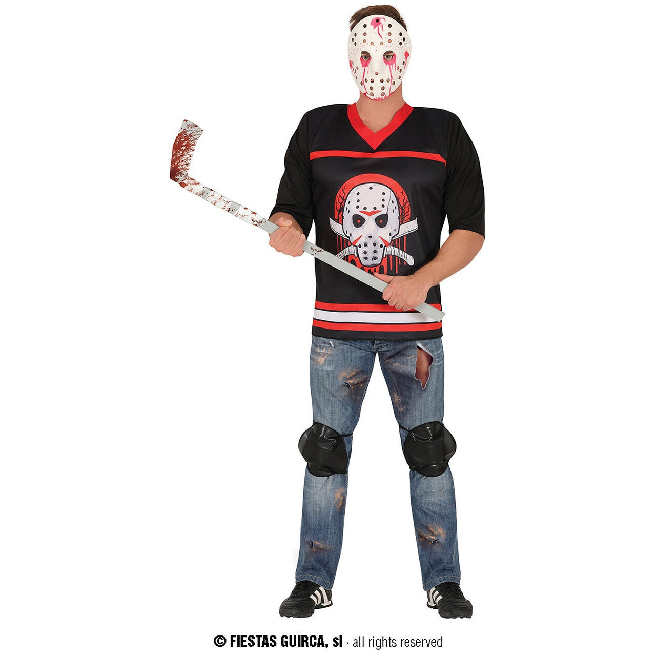 Op deze afbeelding zie je een Kostuums, van het merk Guirca. IJskoude Gevaarlijke Hockey Speler Man Kostuum