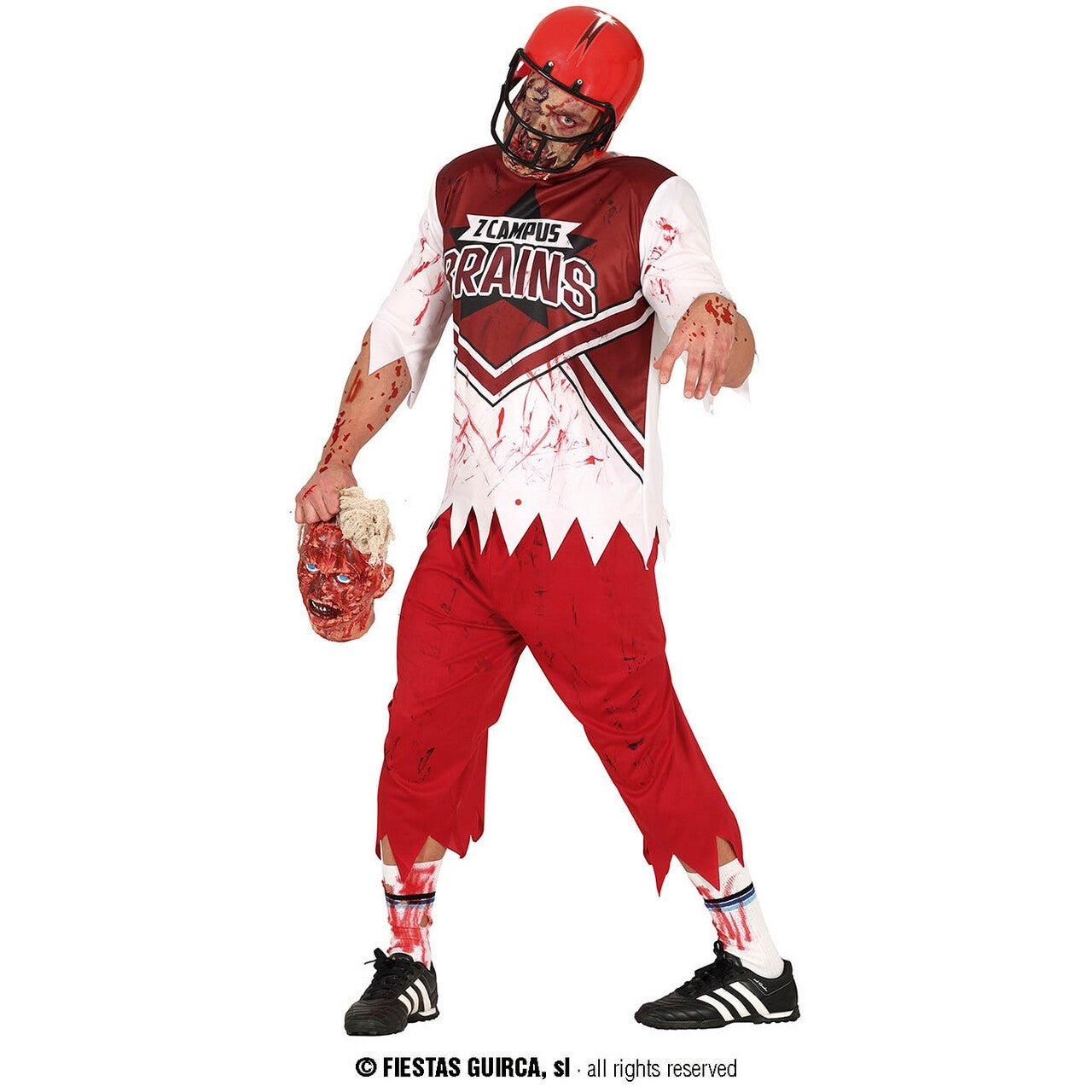 Op deze afbeelding zie je een Kostuums, van het merk Guirca. Veel Te Ruwe Rugby Speler Zombie Man Kostuum