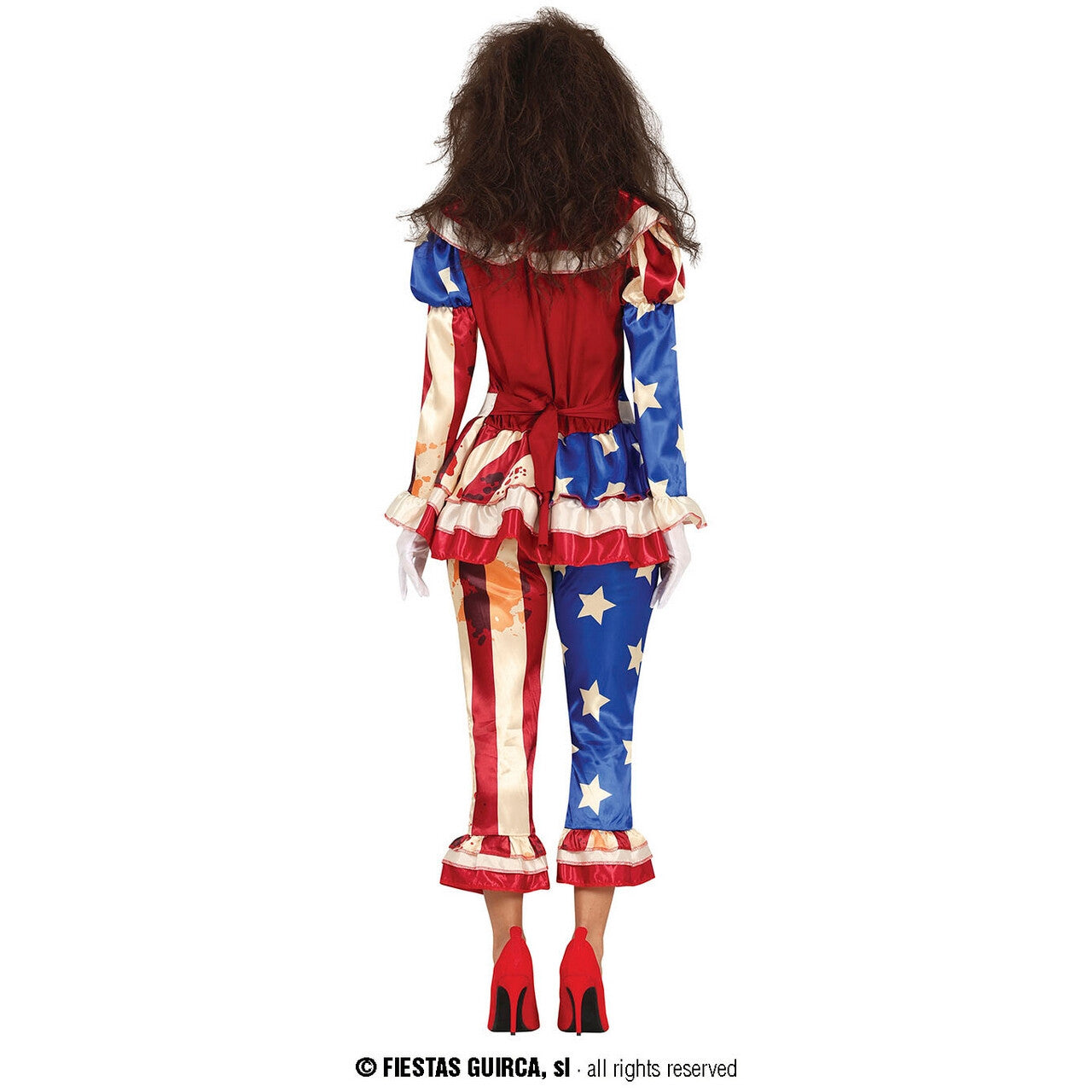Op deze afbeelding zie je een Kostuums, van het merk Guirca. Vieze Bloed Clown Vrouw Kostuum