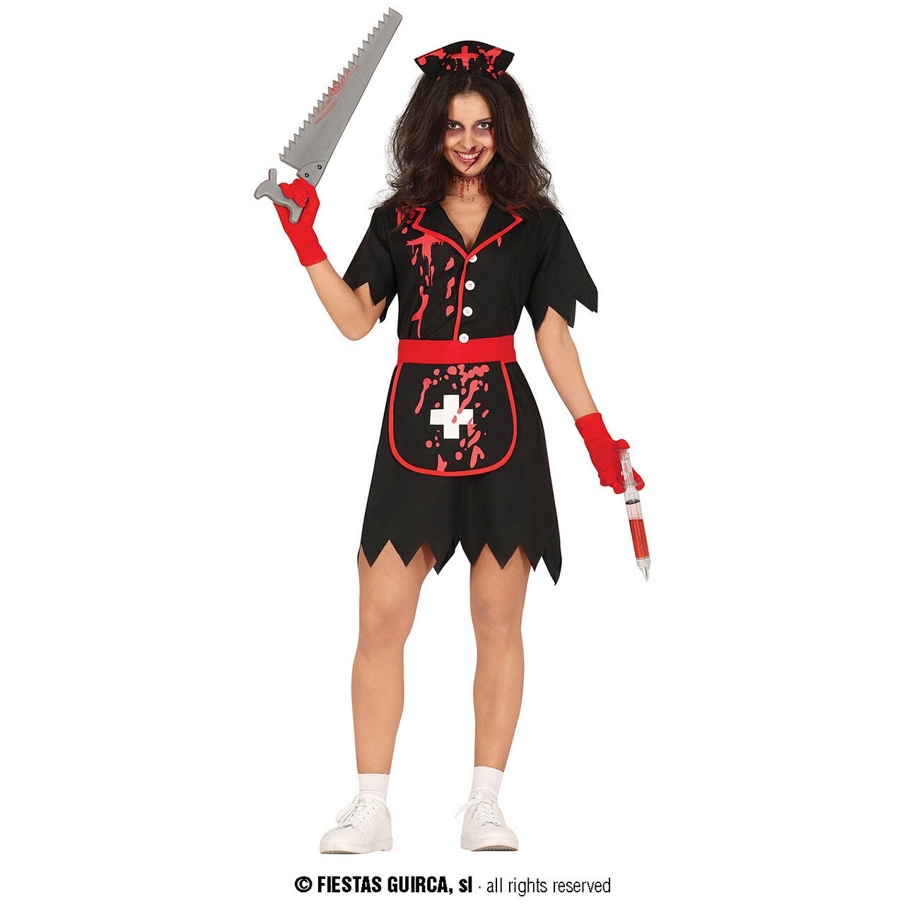 Op deze afbeelding zie je een Kostuums, van het merk Guirca. Creepy Verpleegster Blackblood Vrouw Kostuum