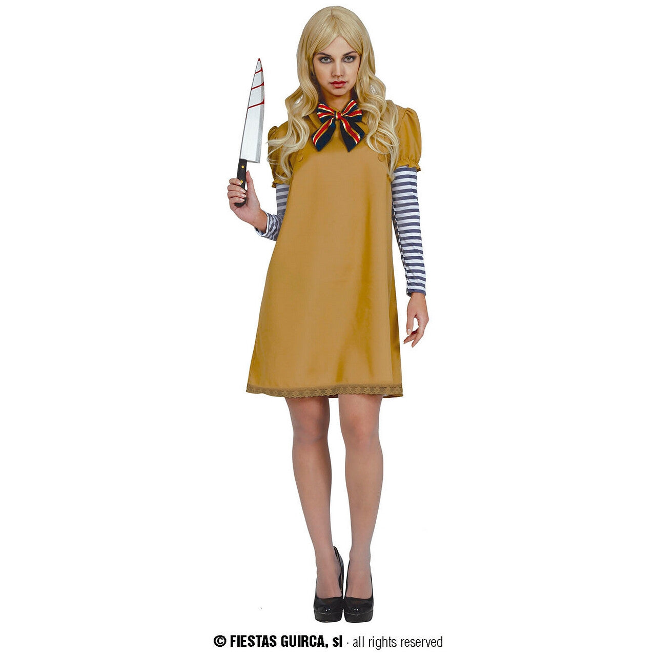 Op deze afbeelding zie je een Kostuums, van het merk Guirca. Scary Psycho Marie Pop Vrouw Kostuum