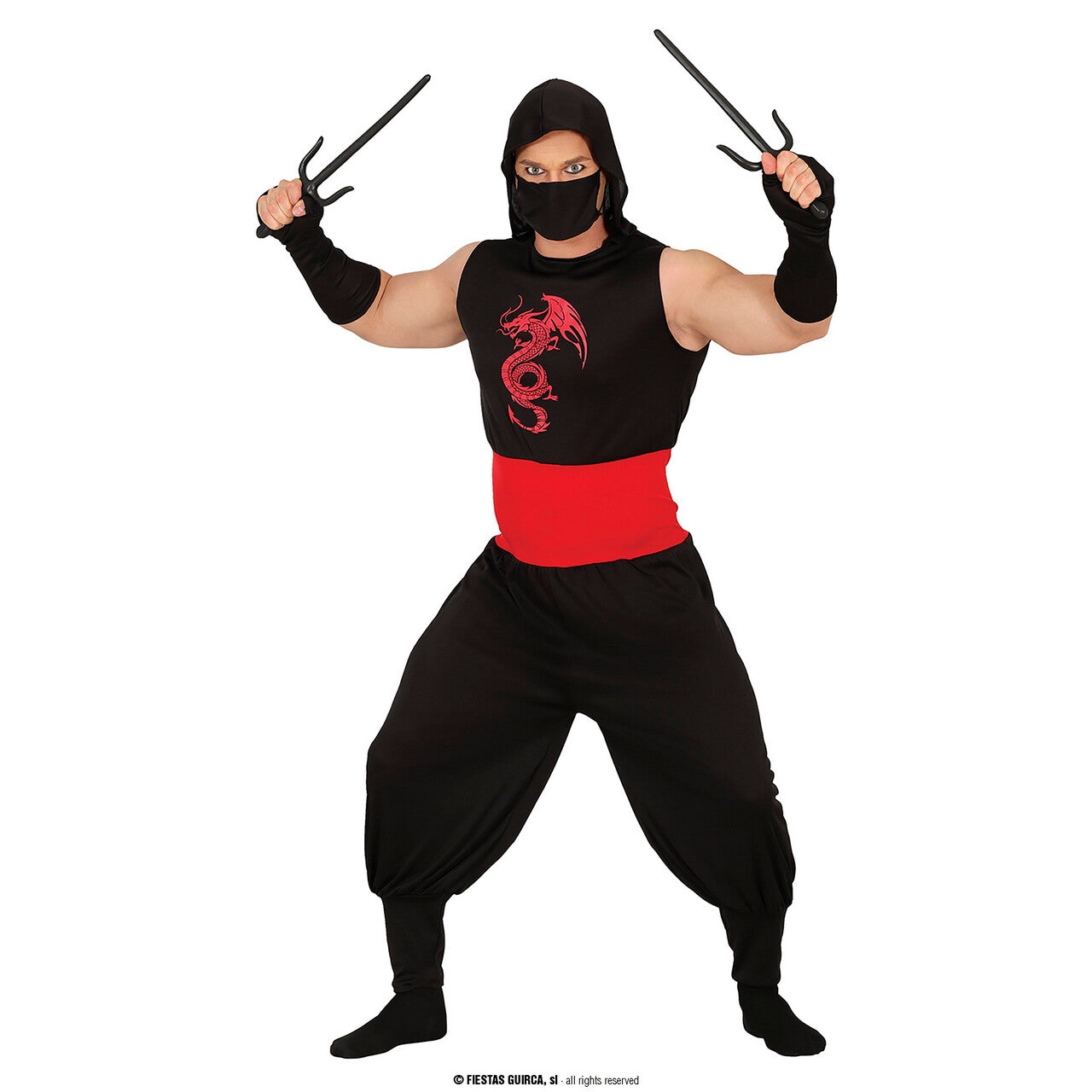 Op deze afbeelding zie je een Kostuums, van het merk Guirca. Kung Fu Fighter Bruce Man Kostuum