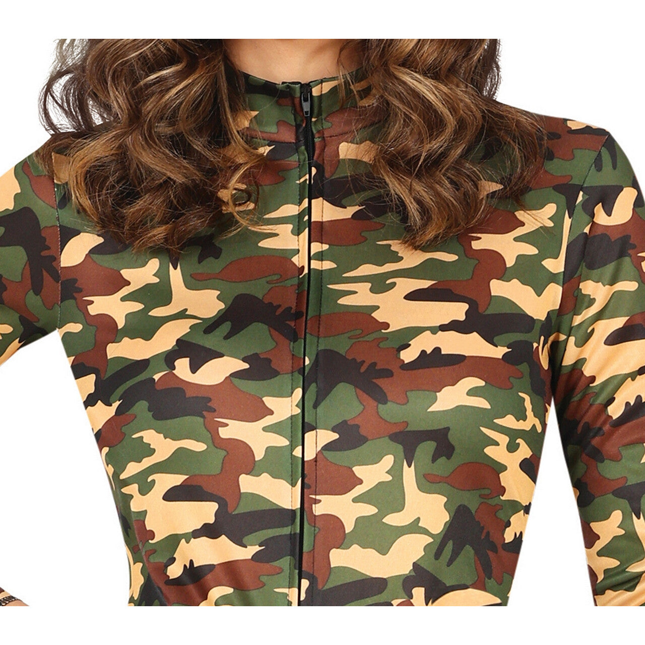 Op deze afbeelding zie je een Kostuums, van het merk Guirca. Gevaarlijke Camille Camo Vrouw Kostuum